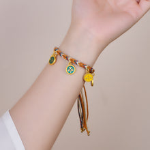 Load image into Gallery viewer, New Tibetan Five-way God of Wealth Hand Rope Handwoven Bracelet Rope Thangka God of Wealth Green Tara Zakiram Bracelet
