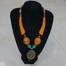 Load image into Gallery viewer, Ethnic Style Tibetan Accessories Nepalese Handmade Necklace with Large Copper Beads Exaggerated Necklace
