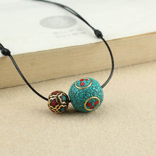 Load image into Gallery viewer, Vintage Nepalese Beads, Pair Necklaces, Ancient Style Clothing Accessories, Round Beads, Sweater Chains, Simple Pendant
