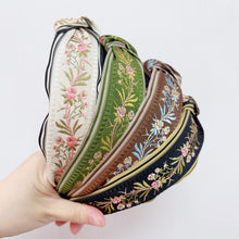 Load image into Gallery viewer, Ethnic Style Embroidery Headband, Retro Hair Accessories, Knotted in The Middle, Wide Edge Headband
