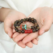Load image into Gallery viewer, Tibetan Nepalese Green Sandalwood Bracelet Men&#39;s and Women&#39;s Retro Ethnic Style Natural Sour Branch Multi-circle Buddha Bead Bracelet
