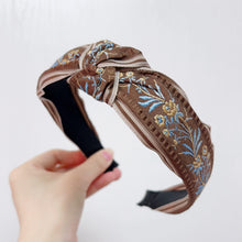 Load image into Gallery viewer, Ethnic Style Embroidery Headband, Retro Hair Accessories, Knotted in The Middle, Wide Edge Headband
