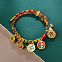 Load image into Gallery viewer, Tibetan Handmade Rope Tangka Handwoven Colorful Rope Five Gods of Wealth Bracelet
