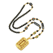Load image into Gallery viewer, Sand Gold Pendant, Thangka with Chain, Removable Long Necklace, Six-character Motto Agate Dzi Beads, High-end Retro Chain
