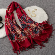 Load image into Gallery viewer, Autumn and Winter New Nepal Imitation Cashmere Cotton Embroidery Colorful Cashew National Scarf
