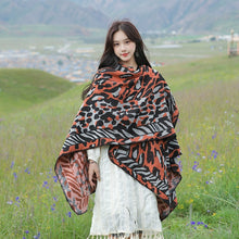 Load image into Gallery viewer, Tibetan Great Retro Totem Red Warm Outer Shawl Women&#39;s Scarf Autumn and Winter Cloak Big Cloak
