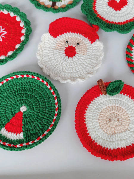 Hand-crocheted Christmas Coaster Wool Love Apple Coaster Christmas Gift