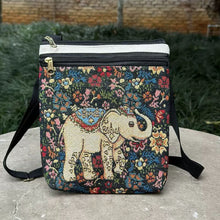 Load image into Gallery viewer, Woven Flower Cloth Bags, Retro Mobile Phone Change Bags, Two-layer Black Belts
