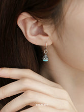 Load image into Gallery viewer, S925 Silver Turquoise Inlaid Wanfo Pendant, Ear Hook Earrings Women's New Tibetan Style Earrings
