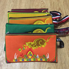 Load image into Gallery viewer, Tibetan Embroidered Canvas Wallet Large Capacity Double Layer Handheld Bag Card Bag Phone Bag Zipper Integrated Bag
