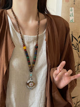 Load image into Gallery viewer, Ethnic Wood Buddha Bead Necklace Women&#39;s Tibetan Zen Retro Old Long Pendant Sweater Chain
