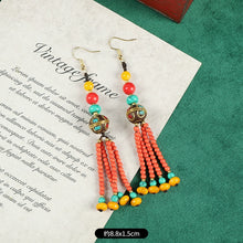 Load image into Gallery viewer, Nepalese Tibetan Woven Earrings Original Design Ethnic Style Long Tassel Earrings Tibetan Exotic Retro Earrings
