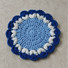 Load image into Gallery viewer, Hand-crocheted Blue Lace Coaster Wool Thermal Insulation Placemat

