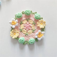 Load image into Gallery viewer, Hand-crocheted Coaster Finished Product, Flower Wool, Flower Insulation Pad
