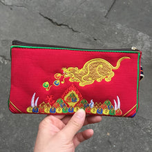 Load image into Gallery viewer, Tibetan Embroidered Canvas Wallet Large Capacity Double Layer Handheld Bag Card Bag Phone Bag Zipper Integrated Bag
