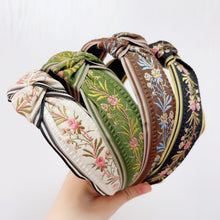 Load image into Gallery viewer, Ethnic Style Embroidery Headband, Retro Hair Accessories, Knotted in The Middle, Wide Edge Headband
