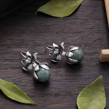 Load image into Gallery viewer, S925 Silver Good Things Lianlian Round Bead Earrings Women's Niche Design Sense Ethnic Style Lotus Anti-Allergy Earrings
