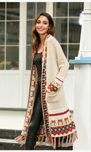 Load image into Gallery viewer, Ethnic Style Cardigan Sweater Women Retro Fringed Blouse Bohemian Style Knitted Sweater Cardigan Jacket
