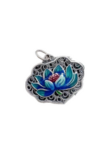 Load image into Gallery viewer, S925 Anemone Heart Sutra Necklace for Men and Women Painted with Lang Lotus Ruyi Lock Pendant Vintage Clavicle Chain
