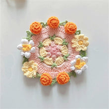 Load image into Gallery viewer, Hand-crocheted Coaster Finished Product, Flower Wool, Flower Insulation Pad
