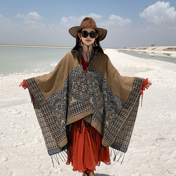 Bohemian Shawl, Exotic Cape Female Fashion Photography Ethnic Style Scarf