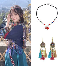Load image into Gallery viewer, Ethnic Style Tibetan Headwear, Forehead Chain, Turquoise Tassel, Earrings, Hair Accessories

