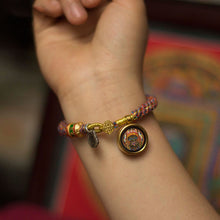 Load image into Gallery viewer, Tibetan Zajilam Small Tangka Bracelet with Regong Hand-painted Tibetan Style Handwoven Gawu
