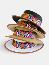 Load image into Gallery viewer, Straw Hat Retro Ethnic Style Embroidery Flower Beach Hat Spring and Summer Basin Hat
