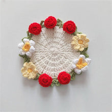 Load image into Gallery viewer, Hand-crocheted Coaster Finished Product, Flower Wool, Flower Insulation Pad
