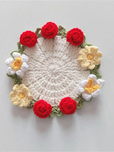 Load image into Gallery viewer, Hand-crocheted Coaster Finished Product, Flower Wool, Flower Insulation Pad
