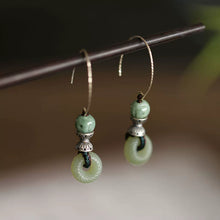 Load image into Gallery viewer, Jadeite Earrings, Ancient Hetian Jade Earrings, New Green Jade with Cheongsam Earrings
