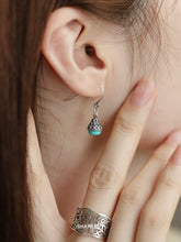 Load image into Gallery viewer, S925 Silver Turquoise Inlaid Wanfo Pendant, Ear Hook Earrings Women's New Tibetan Style Earrings
