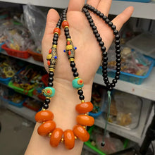 Load image into Gallery viewer, New Tibetan Ethnic Style Handmade Beeswax Turquoise Inlaid Nepalese Accessories Neck Hanging Sweater Chain
