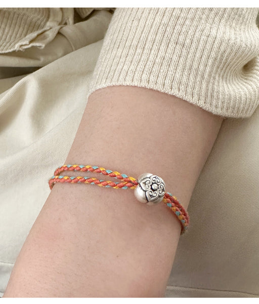 Silver Little Persimmon Bracelet Female Retro Ethnic Minority Design Handwoven Wisdom Success Handrope Bracelet