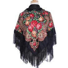 Load image into Gallery viewer, Retro Printed Scarf Winter Boho Shawl Autumn And Winter Warm Cotton Russian Women&#39;S Shawl Ethnic Style Tassel Scarf Shawl 1pc
