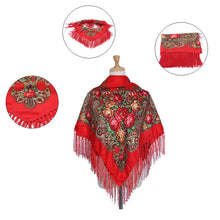 Load image into Gallery viewer, Retro Printed Scarf Winter Boho Shawl Autumn And Winter Warm Cotton Russian Women&#39;S Shawl Ethnic Style Tassel Scarf Shawl 1pc
