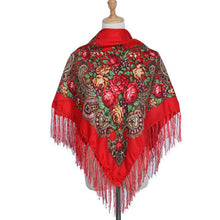 Load image into Gallery viewer, Retro Printed Scarf Winter Boho Shawl Autumn And Winter Warm Cotton Russian Women&#39;S Shawl Ethnic Style Tassel Scarf Shawl 1pc
