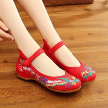 Load image into Gallery viewer, Women Retro High Quality Red Embroidery Ballet Shoes Lady Casual Sweet White Anti Skid Hemp Flat Shoes Zapatos Mujer E6184x
