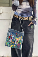 Load image into Gallery viewer, Embroidered Flowers Women Cowboy Shoulder Bag Fashion Chain Ladies Messenger Bags Denim Handbag Personality Trend Student Bag

