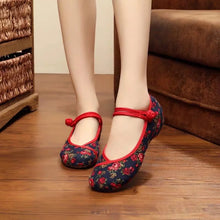 Load image into Gallery viewer, Sapatos Femininas Women Fashion Sweet Light Weight Embroidery Buckle Strap Flat Shoes Lady Casual Dance Shoes Ga296
