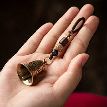 Load image into Gallery viewer, 1pc Vintage Brass Tibetan Buddhism Six-word Mantra Bell Keychains Lanyard Pendants Handmade Rope Car Key Chain Rings Hanging
