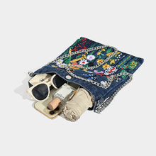 Load image into Gallery viewer, Embroidered Flowers Women Cowboy Shoulder Bag Fashion Chain Ladies Messenger Bags Denim Handbag Personality Trend Student Bag
