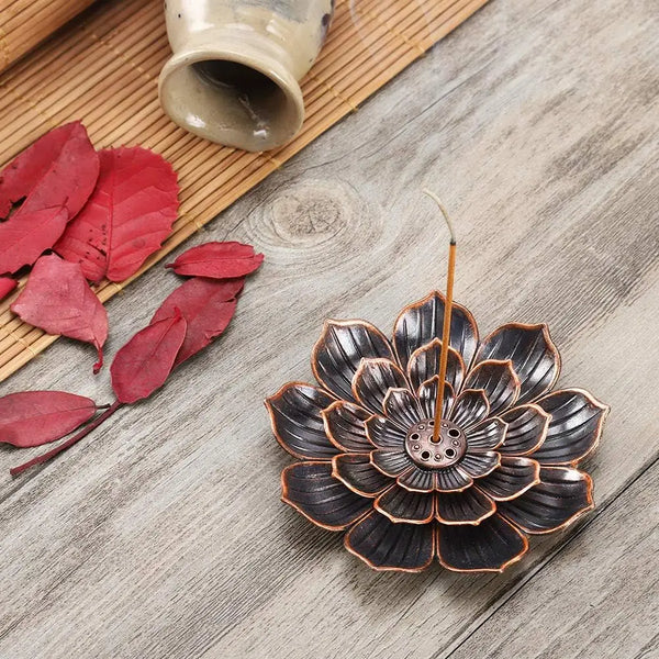 Incense Stick Holder Alloy Lotus Line Incense Burner Yoga Sage Sandalwood Coil Base Bronze Crafs Home Decor Christmas Gift