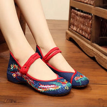 Load image into Gallery viewer, Women Retro High Quality Red Embroidery Ballet Shoes Lady Casual Sweet White Anti Skid Hemp Flat Shoes Zapatos Mujer E6184x
