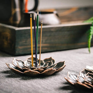 Incense Stick Holder Alloy Lotus Line Incense Burner Yoga Sage Sandalwood Coil Base Bronze Crafs Home Decor Christmas Gift