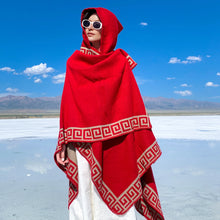 Load image into Gallery viewer, New Fine Ladies' Shawl Scarf with Geometric Pattern Borders Hooded Wrap Shawl Autumn Winter outdoor Travel Stylish Women
