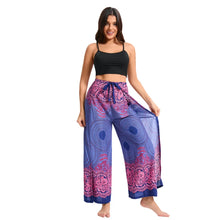 Load image into Gallery viewer, Women's Boho Palazzo Pants Wide Leg Yoga Wrap Tie Up Waistband Beach Cover Up Trousers Rayon Soft Breathable Loose Pants
