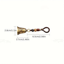 Load image into Gallery viewer, 1pc Vintage Brass Tibetan Buddhism Six-word Mantra Bell Keychains Lanyard Pendants Handmade Rope Car Key Chain Rings Hanging
