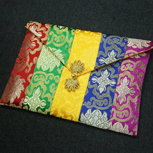 Load image into Gallery viewer, Colorful Buddhist Scripture Storage Bag Organizer Handicrafts Embroidery Satin Button Bag Good Luck Tibetan Home Gift Decorative
