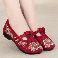 Load image into Gallery viewer, Women Retro High Quality Red Embroidery Ballet Shoes Lady Casual Sweet White Anti Skid Hemp Flat Shoes Zapatos Mujer E6184x
